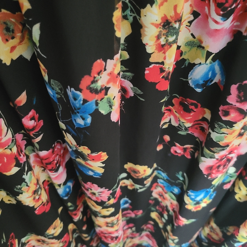 torrid Black Floral Maxi Dress with Pink and Blue Blooms - Picture 6 of 10